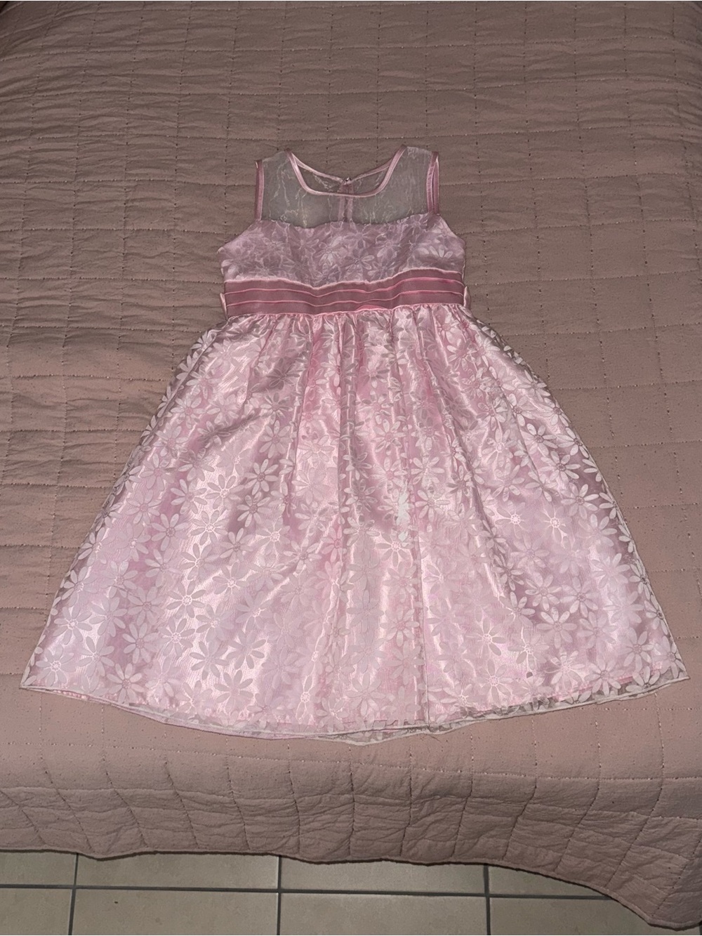 American Princess Light Pink Floral Mesh Party Dress